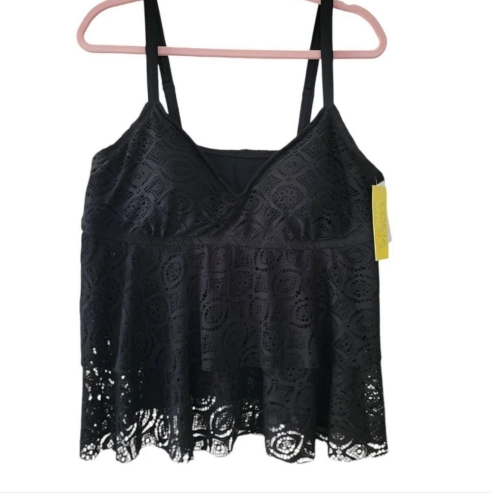 Costa del sol tankini top black Size 2X